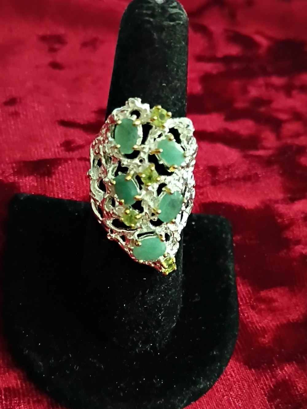 Gorgeous Natural African Zambian Emerald Cocktail Ring Size 7💎💍🤗